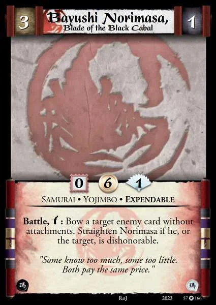 Bayushi Norimasa, Blade of the Black Cabal