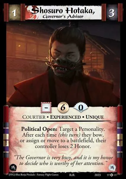 Shosuro Hotaka, Governor's Advisor