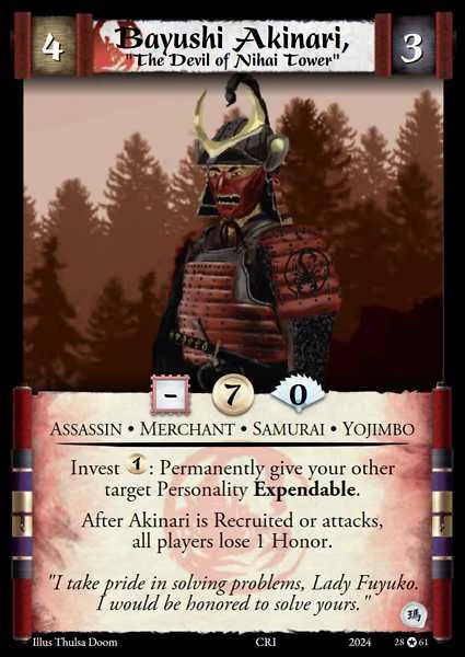 Bayushi Akinari, "The Devil of Nihai Tower"