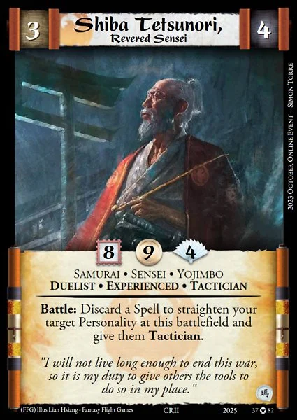 Shiba Tetsunori, Revered Sensei